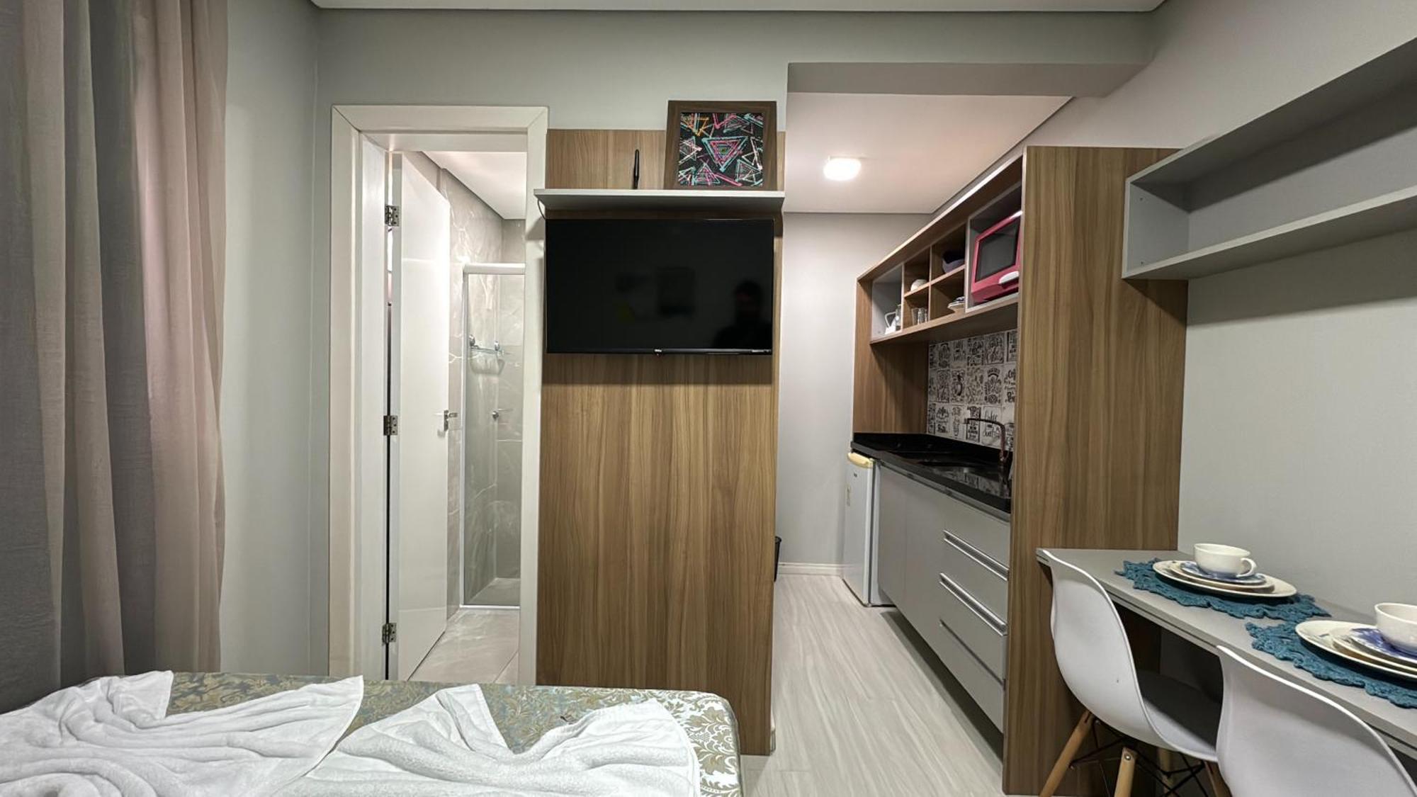 09- Studio Lindamente Decorado! Ideal Para Casal!!! 库里提巴 外观 照片